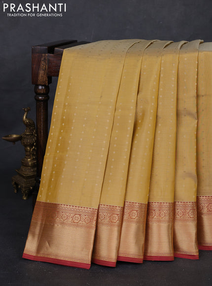 Pale Yellow & Pink Pure Kanchipuram Silk Saree - 1000 Buttas
