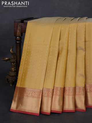 Pale Yellow & Pink Pure Kanchipuram Silk Saree - 1000 Buttas