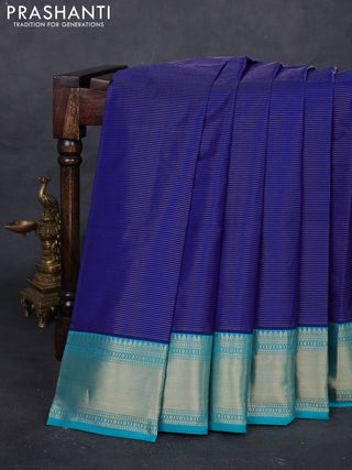 Blue & Teal Blue Pure Kanchipuram Silk Saree