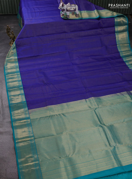 Blue & Teal Blue Pure Kanchipuram Silk Saree