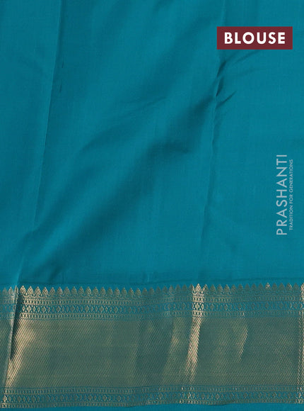 Blue & Teal Blue Pure Kanchipuram Silk Saree