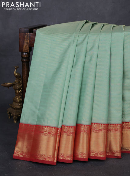 Pastel Green & Maroon Pure Kanchipuram Silk Saree - Vairaosi