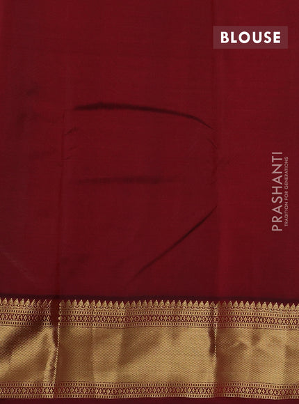 Pastel Green & Maroon Pure Kanchipuram Silk Saree - Vairaosi