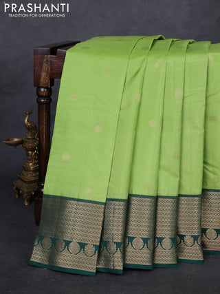 Pista Green & Green Pure Kanchipuram Silk Saree - Buttas