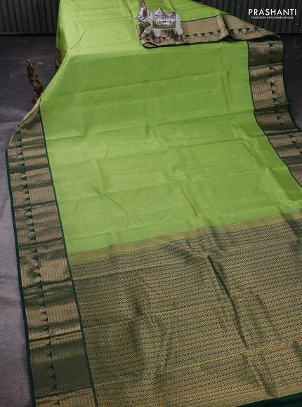 Pista Green & Green Pure Kanchipuram Silk Saree - Buttas