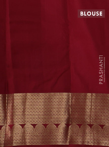 Green & Maroon Pure Kanchipuram Silk Saree - Buttas