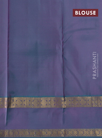 Pink & Teal Green Pure Kanchipuram Silk Saree - Buttas