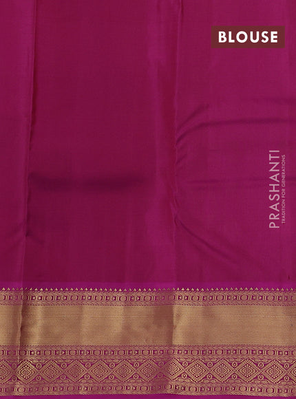 Peacock Blue & Pink Pure Kanchipuram Silk Saree - Checks