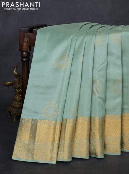 Pastel Green Pure Kanchipuram Silk Saree - Buttas