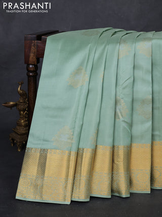 Pastel Green Pure Kanchipuram Silk Saree - Buttas