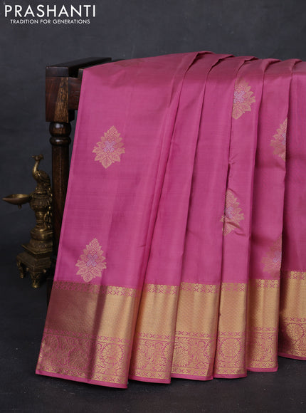 Mauve Pink Pure Kanchipuram Silk Saree - Buttas