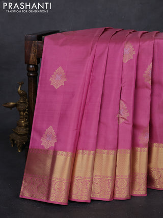 Mauve Pink Pure Kanchipuram Silk Saree - Buttas