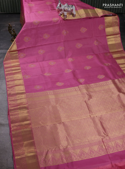 Mauve Pink Pure Kanchipuram Silk Saree - Buttas