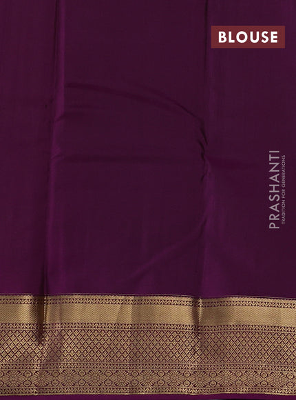 Olive Green & Purple Pure Kanchipuram Silk Saree - 1000 Buttas