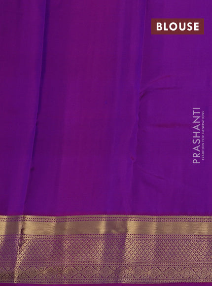 Peacock Blue & Magenta Pink Pure Kanchipuram Silk Saree - 1000 Buttas