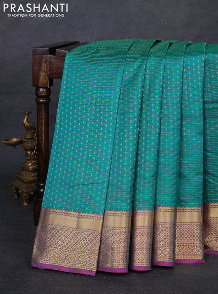 Green & Pink Pure Kanchipuram Silk Saree - 1000 Buttas