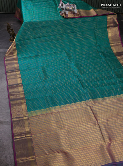 Green & Pink Pure Kanchipuram Silk Saree - 1000 Buttas