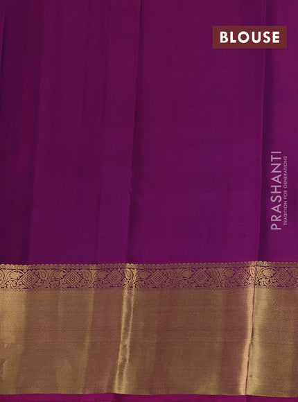 Teal Green & Magenta Pink Pure Kanchipuram Silk Saree - Checks