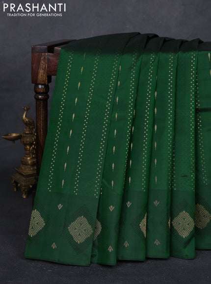 Bottle Green Pure Kanchipuram Silk Saree - Buttas