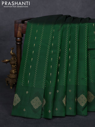 Bottle Green Pure Kanchipuram Silk Saree - Buttas