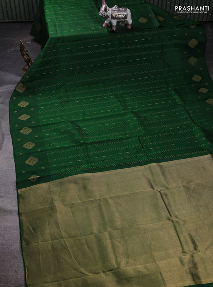 Bottle Green Pure Kanchipuram Silk Saree - Buttas
