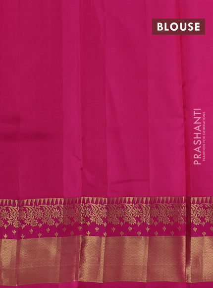 Peach Orange & Pink Pure Kanchipuram Silk Saree - Buttas