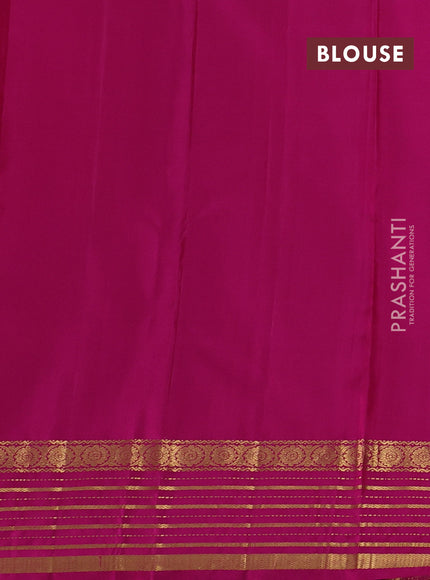 Beige & Pink Pure Kanchipuram Silk Saree - Buttas