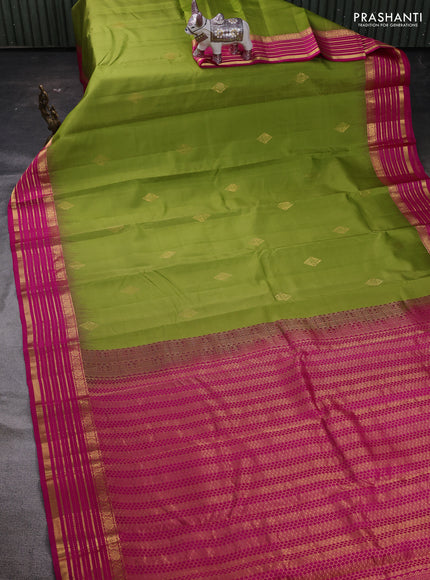 Green & Pink Pure Kanchipuram Silk Saree - Buttas