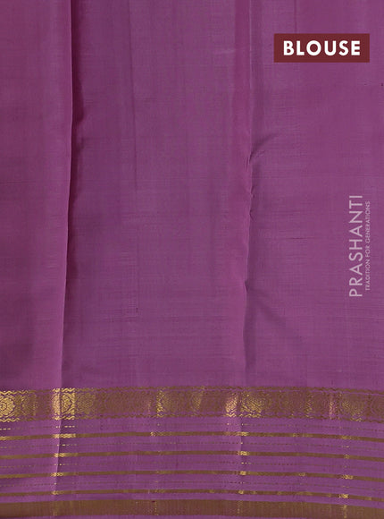 Peach Orange & Mauve Pink Pure Kanchipuram Silk Saree - Buttas