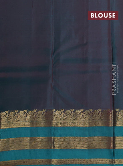 Purple & Teal Blue Pure Kanchipuram Silk Saree