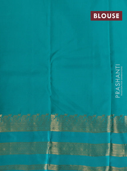 Green & Teal Blue Pure Kanchipuram Silk Saree