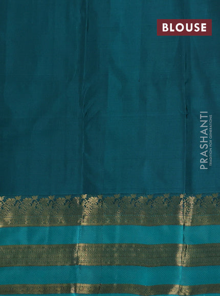 Black & Teal Blue Pure Kanchipuram Silk Saree