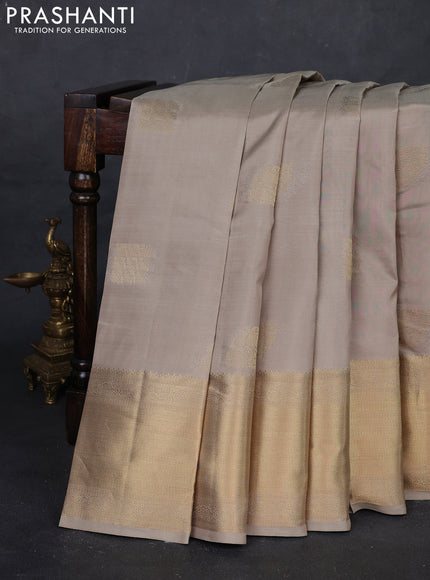 Beige Pure Kanchipuram Silk Saree - Buttas