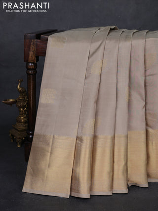 Beige Pure Kanchipuram Silk Saree - Buttas