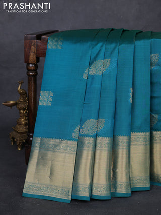 Peacock Green Pure Kanchipuram Silk Saree - Buttas