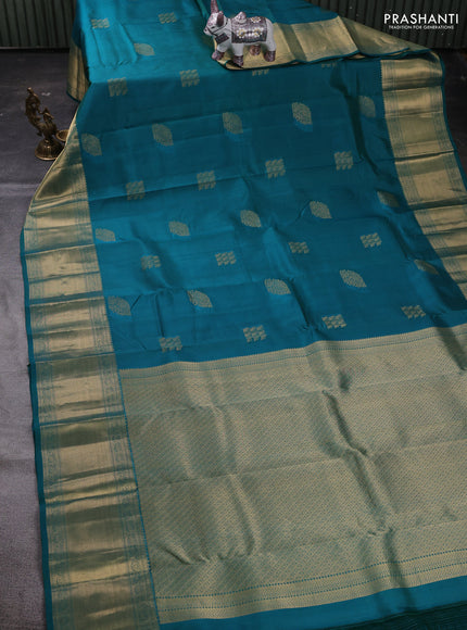 Peacock Green Pure Kanchipuram Silk Saree - Buttas