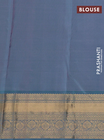 Pastel Pink & Teal Green Pure Kanchipuram Silk Saree - Buttas