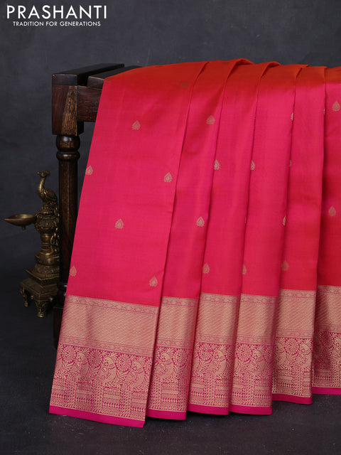 Pink Pure Kanchipuram Silk Saree - Buttas
