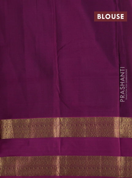 Black & Magenta Pink Pure Kanchipuram Silk Saree - Buttas