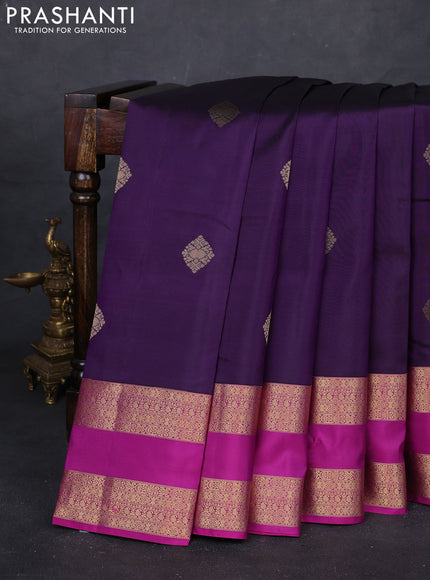 Violet & Pink Pure Kanchipuram Silk Saree - Buttas