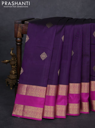 Violet & Pink Pure Kanchipuram Silk Saree - Buttas