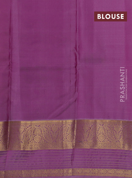 Mustard  & Lavender Pure Kanchipuram Silk Saree - Buttas