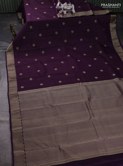 Violet Pure Kanchipuram Silk Saree - Buttas