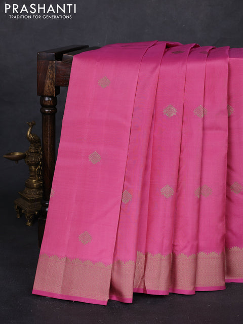 Pink Pure Kanchipuram Silk Saree - Buttas