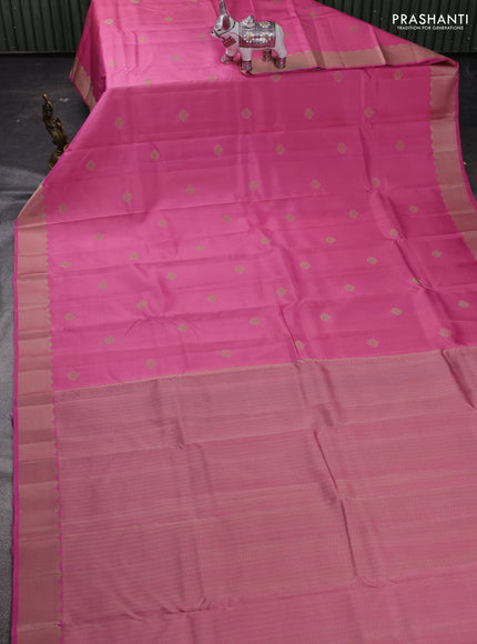 Pink Pure Kanchipuram Silk Saree - Buttas