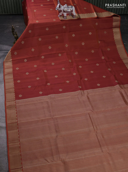 Rust Pure Kanchipuram Silk Saree - Buttas