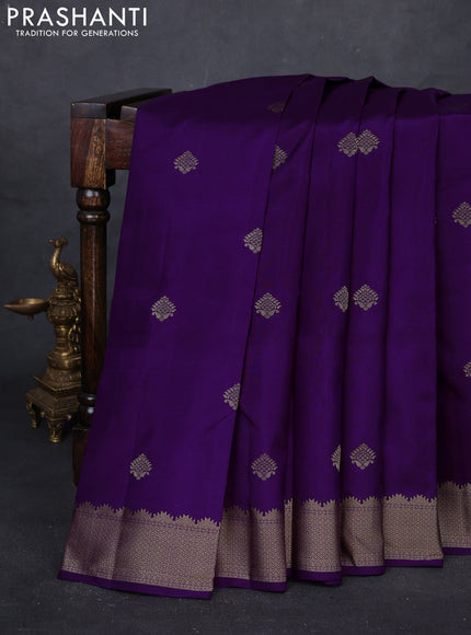 Violet Pure Kanchipuram Silk Saree - Buttas