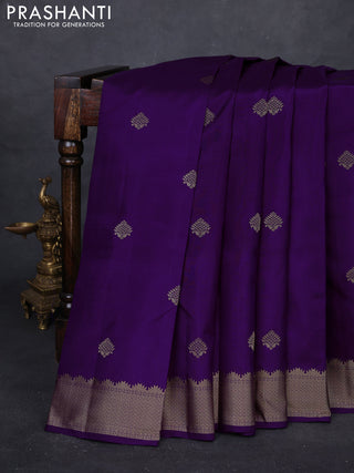 Violet Pure Kanchipuram Silk Saree - Buttas