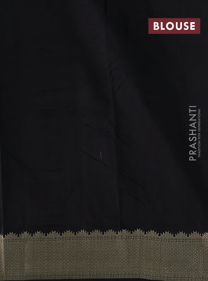 Black Pure Kanchipuram Silk Saree - Buttas
