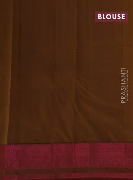 Mustard Yellow & Pink Pure Kanchipuram Silk Saree - Buttas